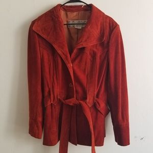 Vintage Cubanlan 70s Belted Rust Suede Jacket S M